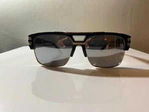 Men's oversized, thick frame sunglasses with black & gold frame & silver lenses - Picture 1 of 4
