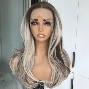 Highlight Blonde Lace Front Wig 13x4 Natural Straight Wave Synthetic Lace Wig... - Bild 1 von 8