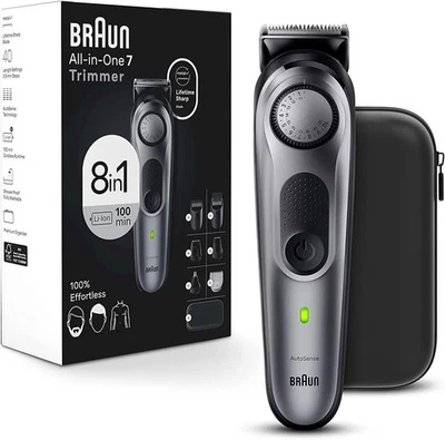Braun Series 7 Mens Black Silver 8-In-1 Battery Powered All-in-One Trimmer - Image 1 of 4
