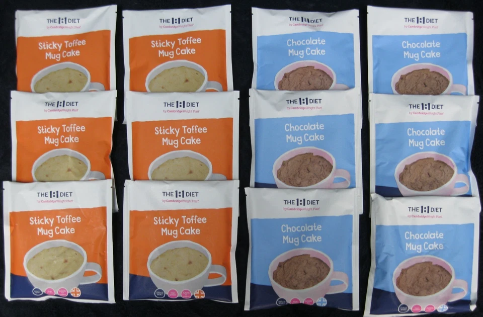 1:1 Diet By CWP - Chocolate & Sticky Toffee Mug Cake x12 (6 of each) - Image 1 of 4