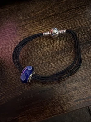 Pulsera Pandora 5 Cuerdas 6.5 Pulgadas Con Pandora Azul Murano Bead Foto 1 de 3