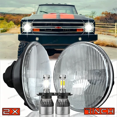 Par de faros LED redondos de 7 pulgadas alto bajo para camioneta Chevrolet C10 C20 K10 K20 Foto 1 de 4