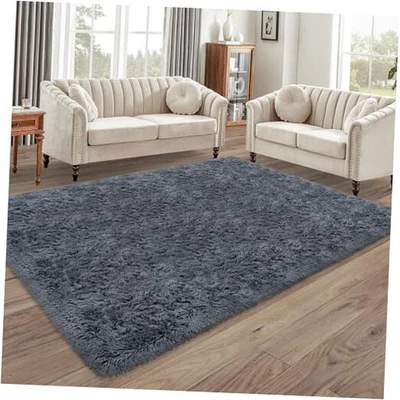 Alfombras mullidas grises 5x8 para sala de estar dormitorio alfombra de piel peluda suave interior moderno  Foto 1 de 4