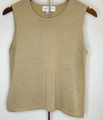 Conjunto Suéter Esquinero Informal Para Mujer Cuentas Doradas Navidad Año Nuevo Mediano De Colección Foto 1 de 4