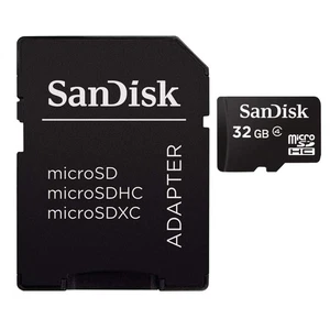 SanDisk 32GB Class 4 MicroSD with microSDHC-SD Adapter, Black (UK IMPORT) - Picture 1 of 6