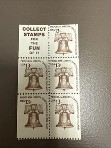 1595 a $.13 Liberty Bell book of pane tab at the bottom mint never hinged - Picture 1 of 2