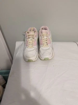 Nike Air Max 90 LTR Girls White Pink & Green Low Top Sneakers Size 6Y Foto 1 de 4