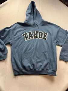 Lake Tahoe Kapuzenpullover Hoodie blau Gr. XL Taschen Pullover Gildan Y2K - Bild 1 von 6