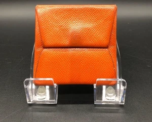 HERMES Bastia Orange Leder Münzetui Geldbörse Portemonnaie Klapp Logo Gebraucht - Bild 1 von 16