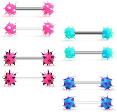 14G 9/16Inch Silicone Soft Spike Ball Nipple Tongue Shield Ring Barbell Body Pie - Image 1 of 2