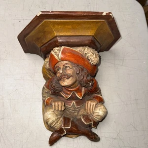 Vintage Kreide Ware Statue Wandregal Mittelalter Mann einige abgeplatzte Stellen. Selten - Bild 1 von 20