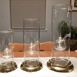 Wolfard Oil Lamps Set Of 3 w/ Bases 15, 12, 9” - Picture 1 of 13