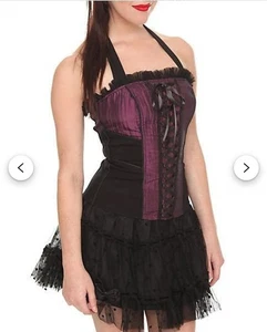 TRIPP Royal Bones Corset Women's Medium Purple Black Lace Y2K Goth Punk Rock - Picture 1 of 24