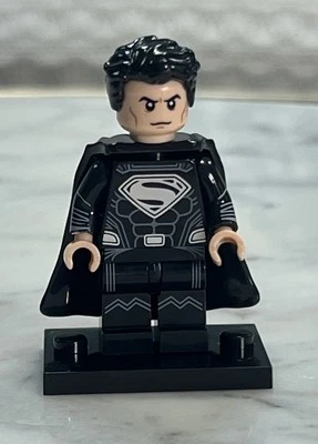 Lego Superman Clark Kent Custom Printed Minifigure Black Suit Justice League - Image 1 of 2