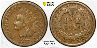 1877 INDIAN CENT *PCGS F12* RAREIST Indian*FAST FREE SHIPPING!! - Image 1 of 4