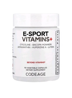 Codeage E-Sport 维生素+ Citicoline、Bacopa Monnieri、银杏、叶黄素,90 克拉 — 第 1/4 张图片