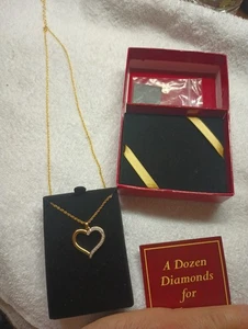 NOS The Danbury Mint "A Dozen Diamonds" Herz Anhänger Halskette makellos! - Bild 1 von 6