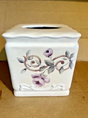 CROSCILL CHAMBORD Patrón Floral Cerámica CUBIERTA CAJA PAÑUELOS Tocador Baño Foto 1 de 4