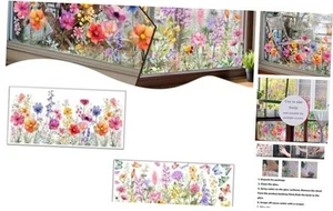 Colorful Floral Bouquet Window Sticker, Spring Flower Clings, Garden Window - Picture 1 of 7