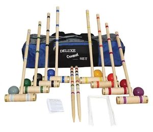 8-Player Croquet Set with 24" Handles in Carrying Bag - Amish Made - Picture 1 of 1