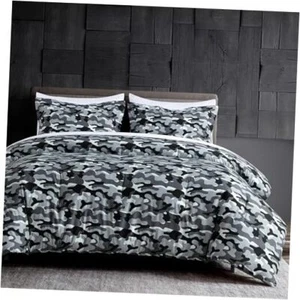  Soft Microfiber Printed Military Camo Bedding Set 2-Piece Gray Twin Black - Picture 1 of 8