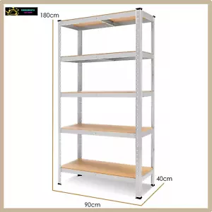 SCAFFALE SCAFFALI IN METALLO ZINCATO SCAFFALATURA 5 RIPIANI MDF AD INCASTRO H180 - Foto 1 di 6