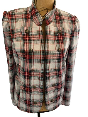 Chaqueta Suéter Abierta De Colección Tommy Hilfiger Negra Blanca Roja Tejida a Cuadros Manga Larga M Foto 1 de 4