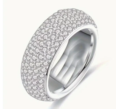 Anillo de diamantes de imitación con incrustaciones de banda de metal inoxidable para mujer - talla 7-11 Foto 1 de 4