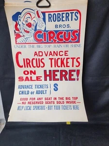 Vintage Roberts Bros Clown Zirkus Poster Spielzettel Parkersburg Wv 8 verfügbar - Bild 1 von 1