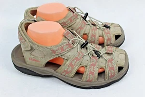 LL Bean Women's Beige/Pink Leather Walking Hiking Sport Sandals Size 10 M - Picture 1 of 12