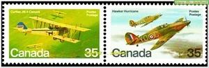 CANADA 1980 CANADIAN MILITARY AIRCRAFT PLANES MINT FV FACE 70 CENT MNH STAMP SET - Picture 1 of 4