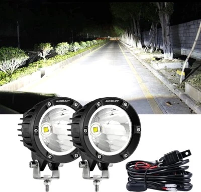 AUXBEAM 4" Redondo LED Barra de Luz de Trabajo Punto Camión Lámpara de Conducción Vainas para Peterbilt Foto 1 de 4