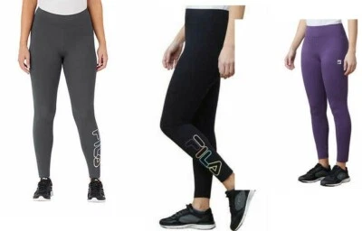 Leggings femininas Fila logotipo cintura alta mistura de algodão tornozelo - Imagem 1 de 2