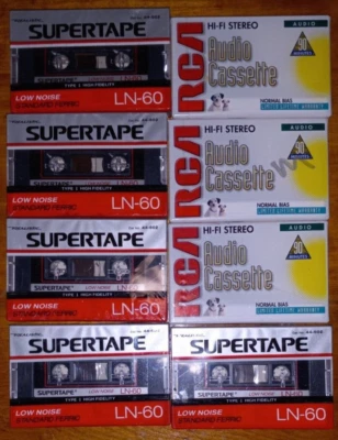 Lote de 8 cintas de casete en blanco... nuevas... en celofán original... RCA y supercinta Foto 1 de 4