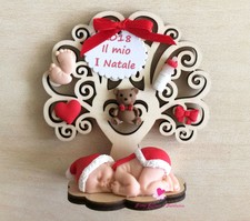 Albero della vita 'Il mio primo Natale' decorato a mano in fimo