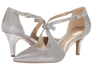 Bandolino Women's Zeffer Strappy Bow Kitten Heel Pumps, Gold Glam Size 11M - Picture 1 of 4
