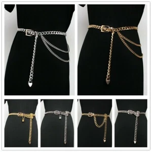 Mujeres Metal Cintura Cadera Cadena Cinturón Cintura Astilla Dorado Punk Informal Moda Dorado - Imagen 1 de 18