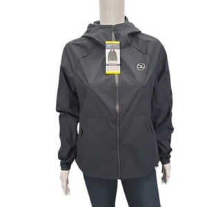 Reel Life Womens Water Resistant Windbreaker Jacket Small Size Black w Pockets - Picture 1 of 11