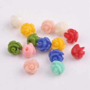 50pcs Mixed 6mm Flower Shape Artificial Coral Loose Beads For Jewelry Making