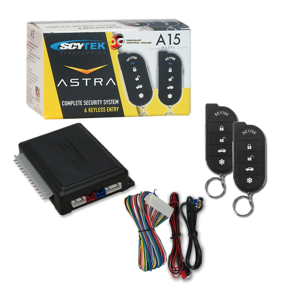 Scytek A15 Keyless Entry Car Alarm System With 2 Key Fob 5-button Remote Control - Image 1 of 1