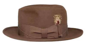 Hat, Borsalino Homburg, Italian, Brown, Felt, Esti. 7 5/8 , Vintage / Antique!! - Picture 1 of 11