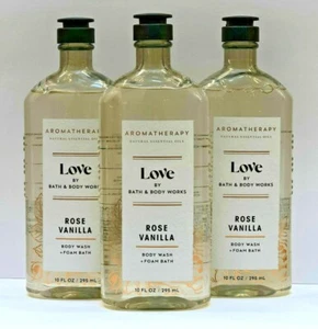 3 Bath & Body Works Aromatherapy LOVE Rose Vanilla Body Wash + Foam Bath - Picture 1 of 1