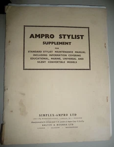 SUPPLEMENT MANUAL for cine projector AMPRO Stylist 16mm sound ORIGINAL COPY - Picture 1 of 5