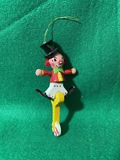 Vintage Christmas Wooden Clown Ornament