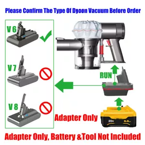 1 Adattatore per DeWalt 20V MAX Slider Batteria da Alimentare per Aspirapolvere Dyson V6 con BMS - Foto 1 di 8