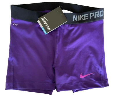 NEW! NIKE PRO [M] Women's 3.0'' Compression Yoga Shorts-Purple/Black 696358-549 - Image 1 of 3
