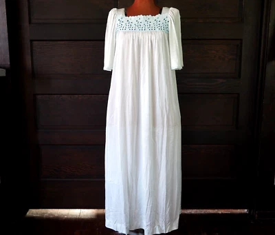 VTG 60s JC Penney Blue Floral Flutter Sleeve Chemise Gown ILGWU Lingerie Sz M - Image 1 of 4