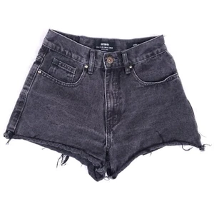 Cotton On High A Line Black Cutoff Shorts Raw Hem Distressed Casual Grunge Sz 2 - Picture 1 of 9