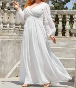 EVER PRETTY Formal Evening Party Bridal Wedding V-Neck Maxi Dress UK Size 20 3XL - Picture 1 of 4