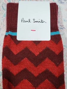 Paul Smith Mens Italian Socks Potter Chevron Wool Cashmere Mix Red F393 One-Size - Picture 1 of 5